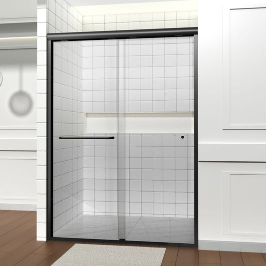 iBath Semi-Frameless Double Sliding Shower Door, 50"–54" W x 72" H,Matte Black