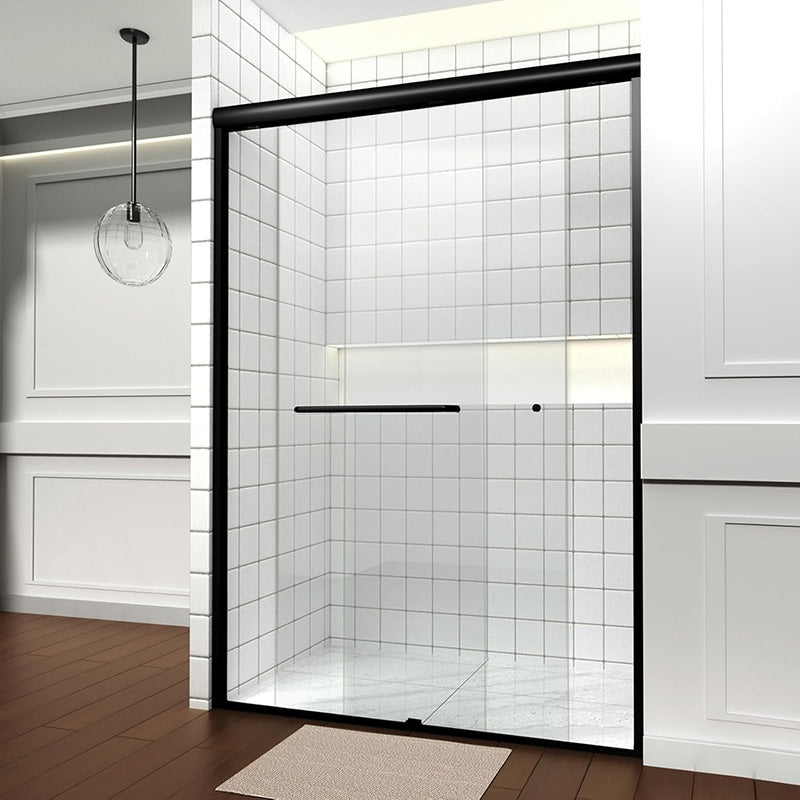iBath Semi-Frameless Double Sliding Shower Door, 50"–54" W x 72" H,Matte Black