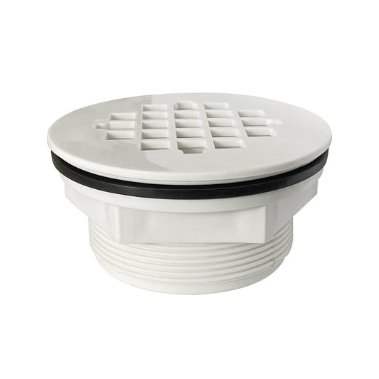 iBath 2-Inch White PVC Shower Drain with Filter