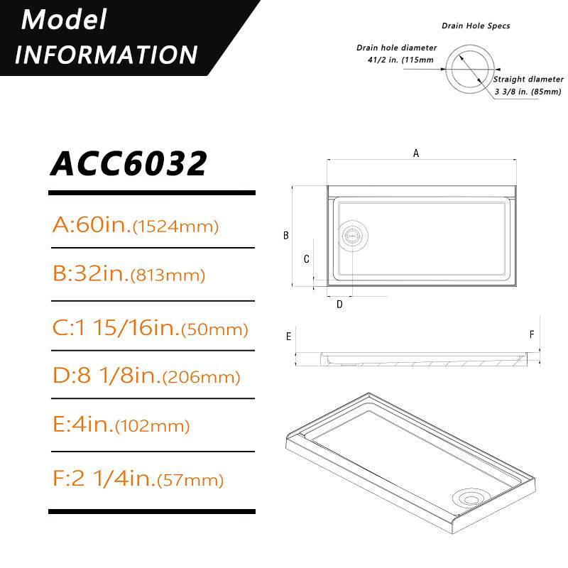 Smc Shower Floor Base Bathroom Rectangle White Shower Tray
