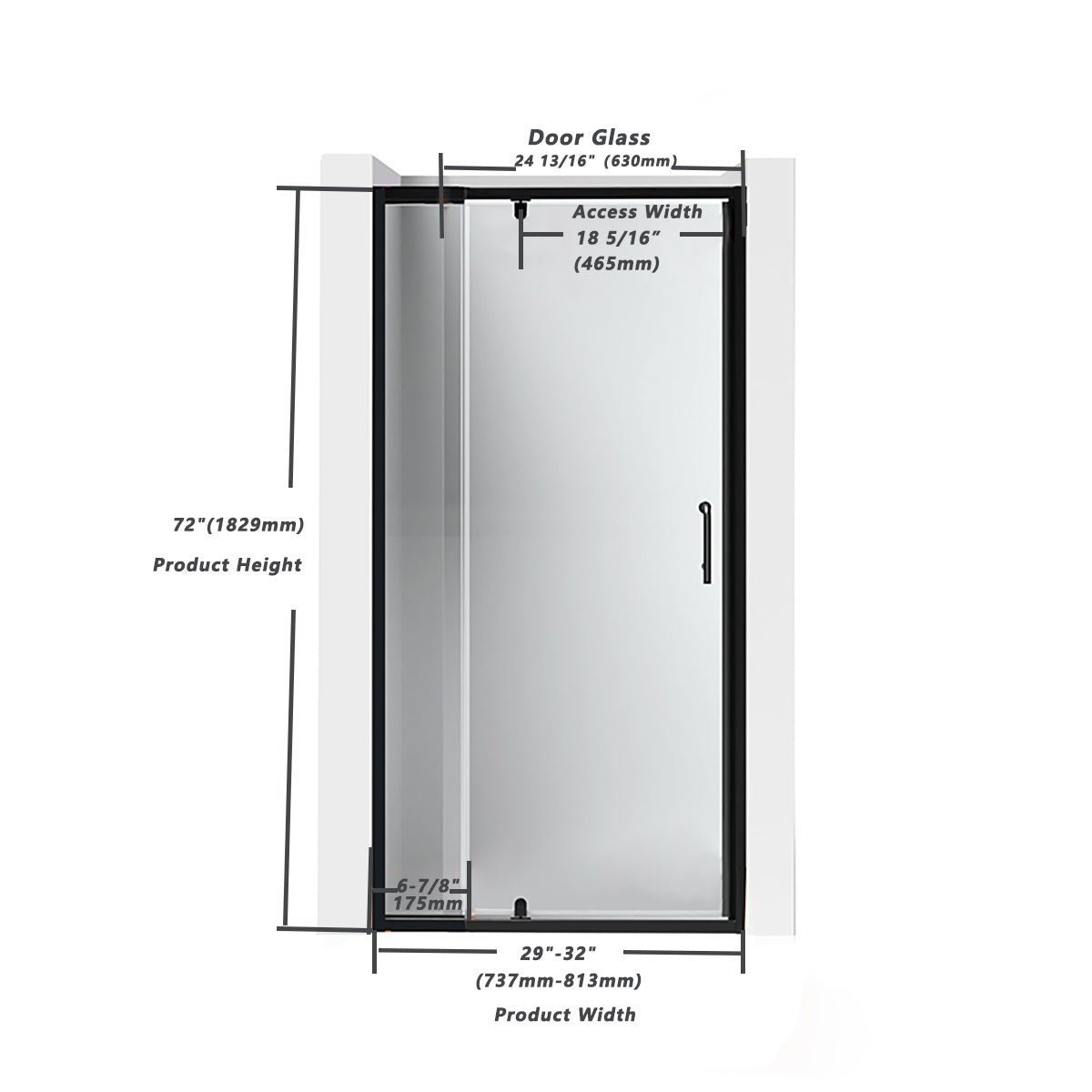 (29'' - 32'')*72'' Shower Enclosure Bathroom Corner Reversible Folding Shower Door - ibathshowers