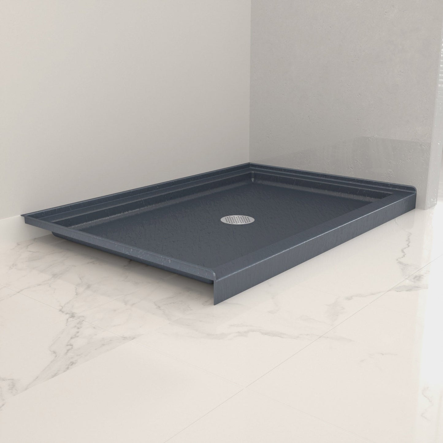 48" x 32" Grey Shower Base – Slip - Resistant, Center Drain, Single Threshold for Safe, Stylish Showers - ibathshowers