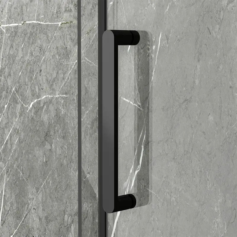 59 in. L x 36 in. W x 75 in. H Corner Shower Doors,Dual Sliding Shower Enclosure Matte Black - ibathshowers