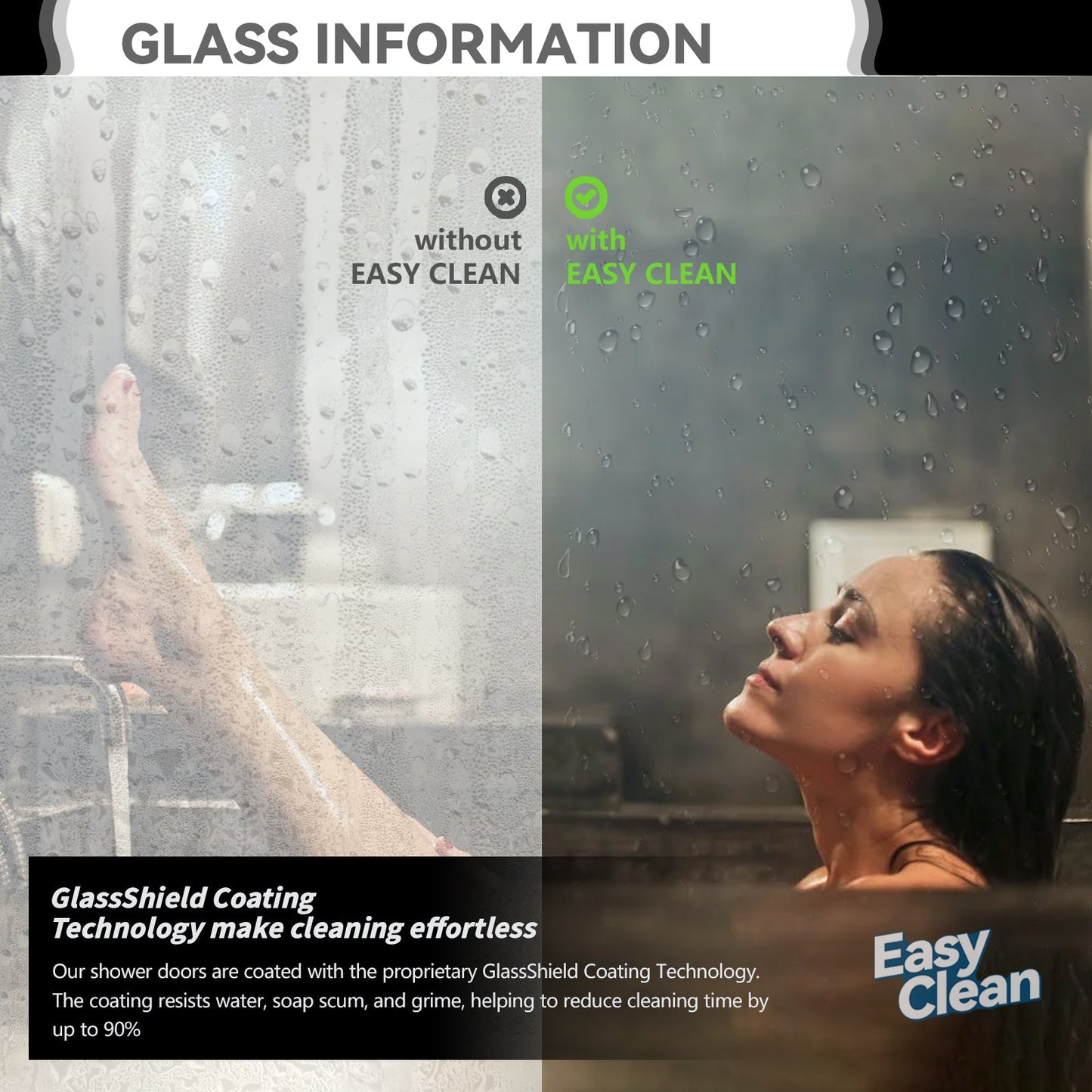 59"*60" Single Sliding Frameless Bathub Door - ibath shower door