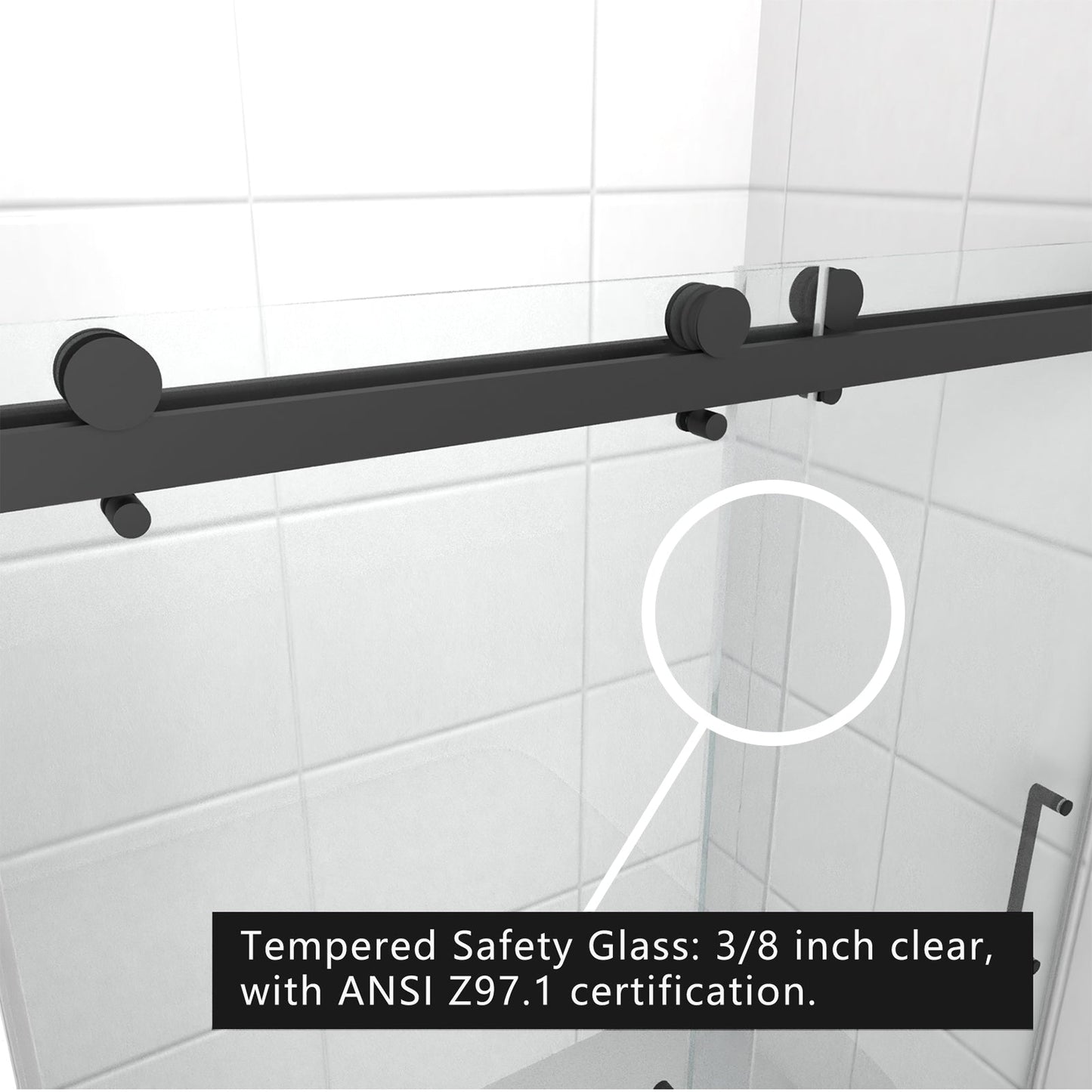 59"*76" Double Sliding Frameless Shower Door IN Matt Black - ibath shower door