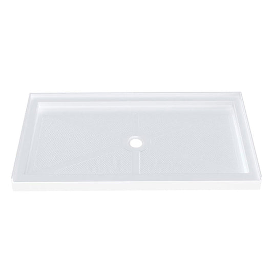 60 in. L x 32 in. W Center Drain Shower Base, White - ibathshowers