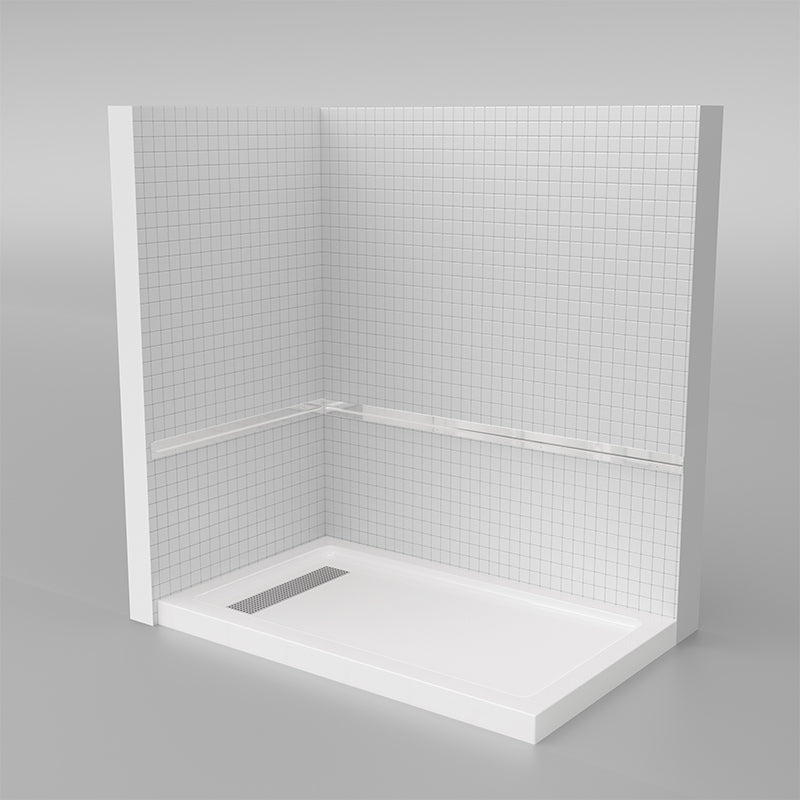60"x36" Acrylic Shower Base with Stainless Steel Drain, Left/Right Drain Options, White - ibathshowers