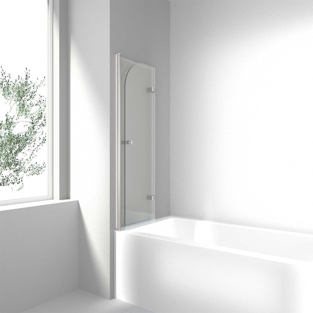 iBath 35" W × 55" H Bi-Folding Frameless Tub Door Brushed Nickel