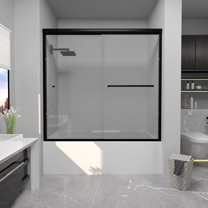 iBath Semi-Frameless Single Sliding Tub Door, 56–60" W x 56" H, Matte Black