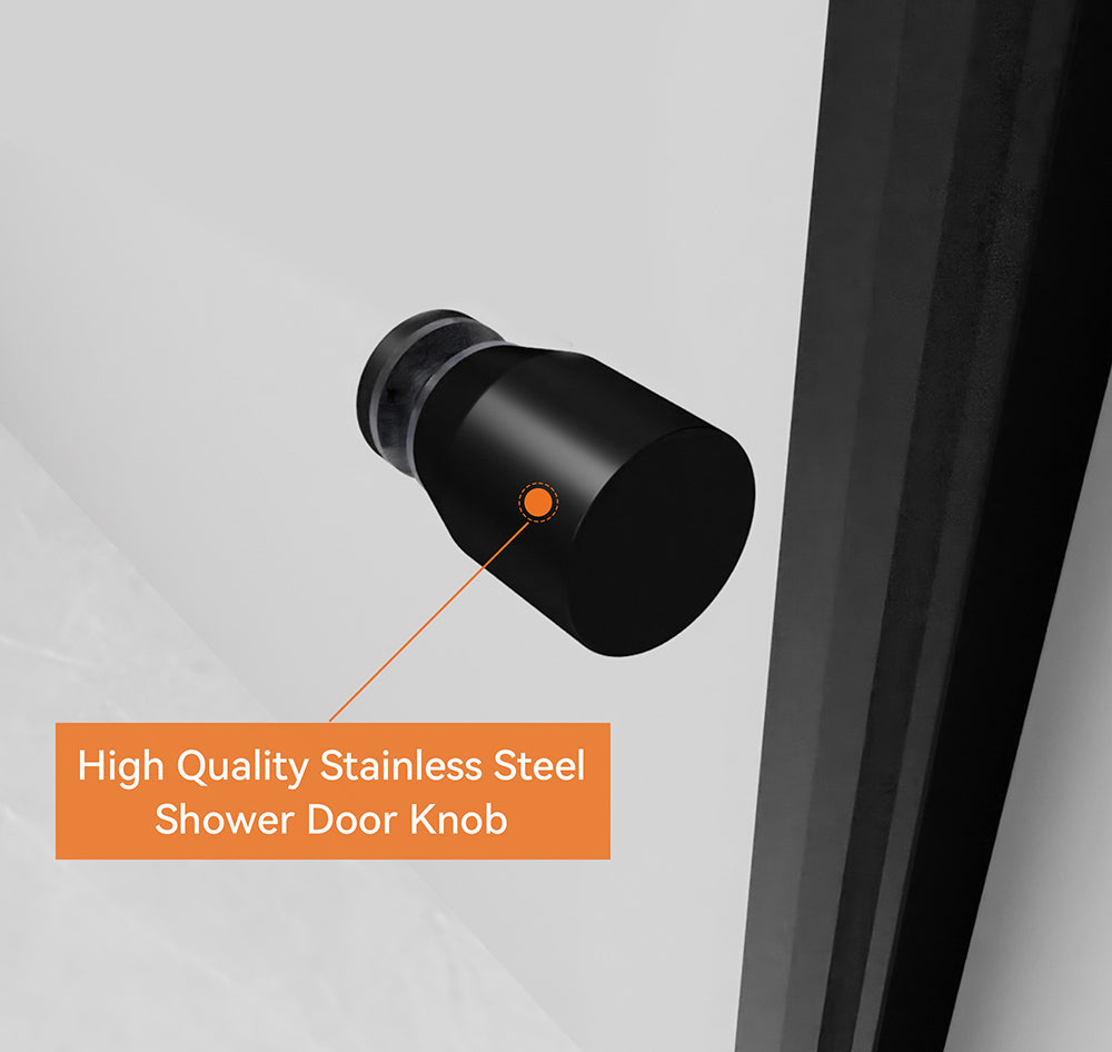 44-48 in W x 72 in H Aluminium Framed Shower Door Matte Black Hinged Door