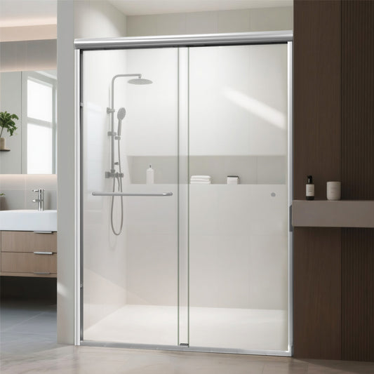iBath Semi-Frameless Sliding Shower Door, 50–54" W x 72" H, Chrome Finish
