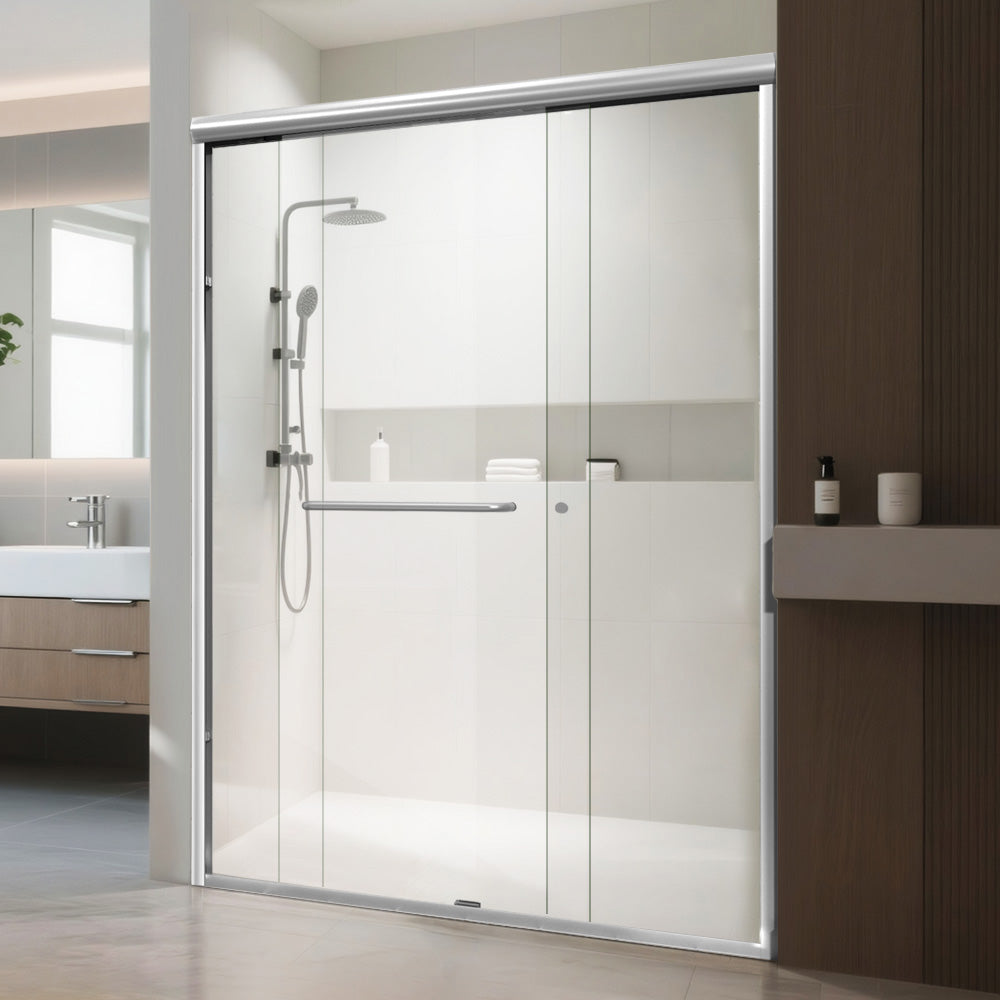 iBath Semi-Frameless Sliding Shower Door, 50–54" W x 72" H, Chrome Finish