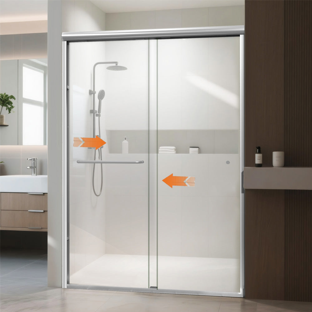 iBath Semi-Frameless Sliding Shower Door, 50–54" W x 72" H, Chrome Finish