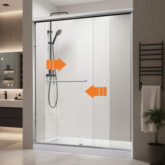 iBath Double Bypass Shower Door, 56–60" W x 72" H, Semi-Frameless