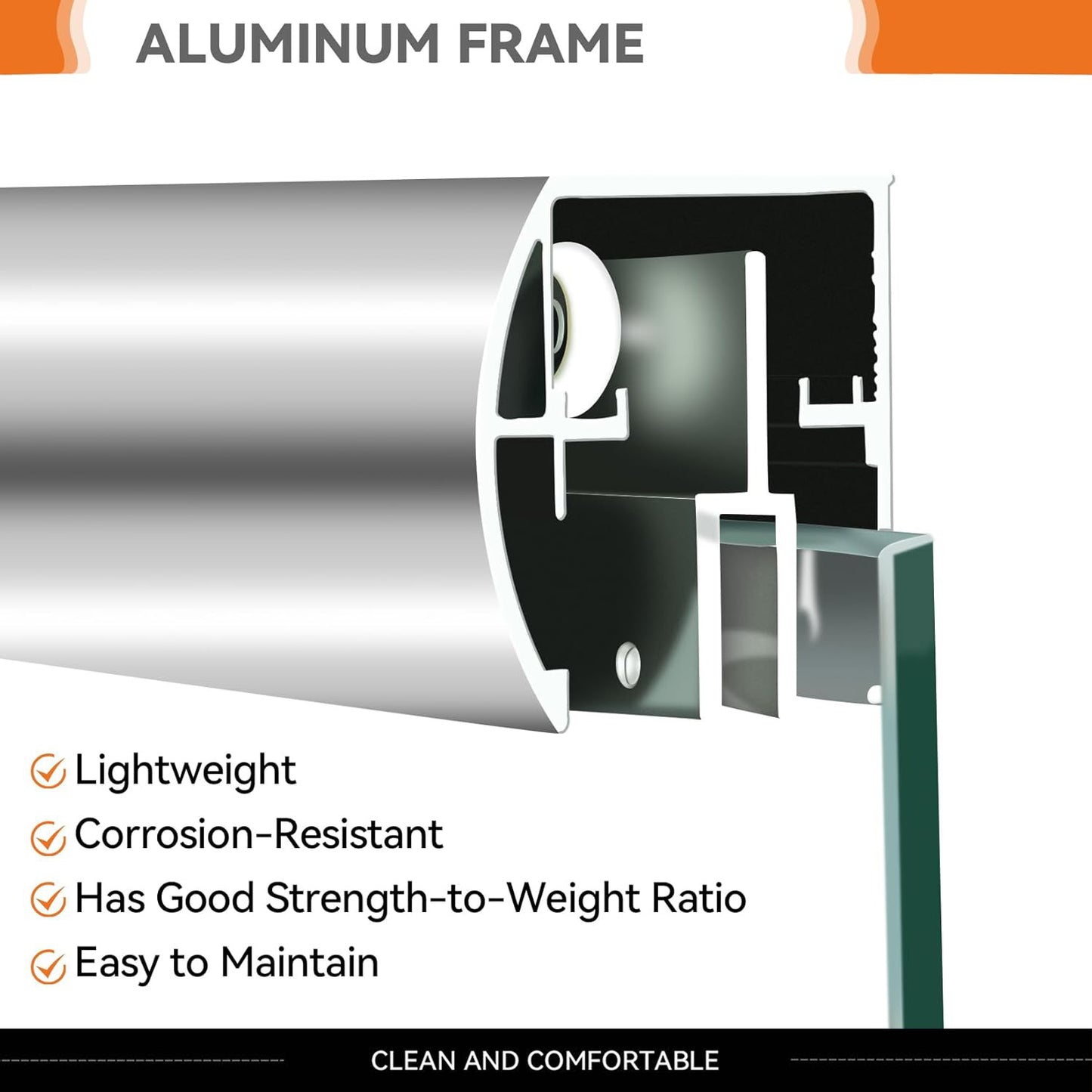 iBath Double Bypass Shower Door, 56–60" W x 72" H, Semi-Frameless