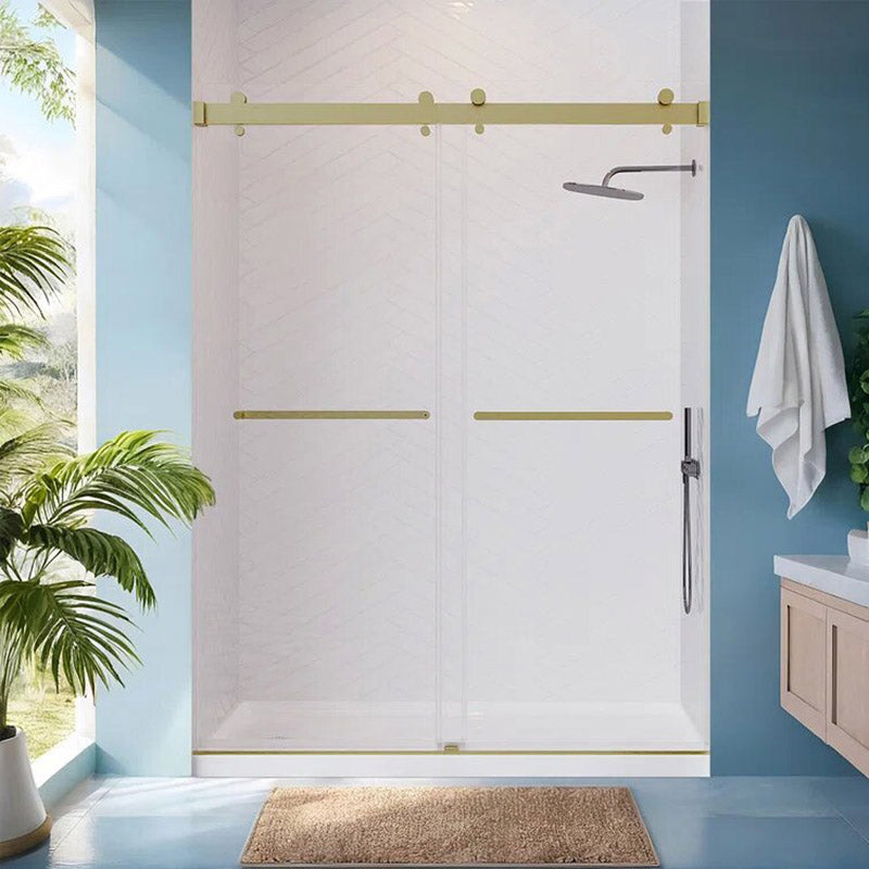 iBath Double Sliding Frameless Shower Door, 50–54" W × 76" H, 3/8" Tempered Glass