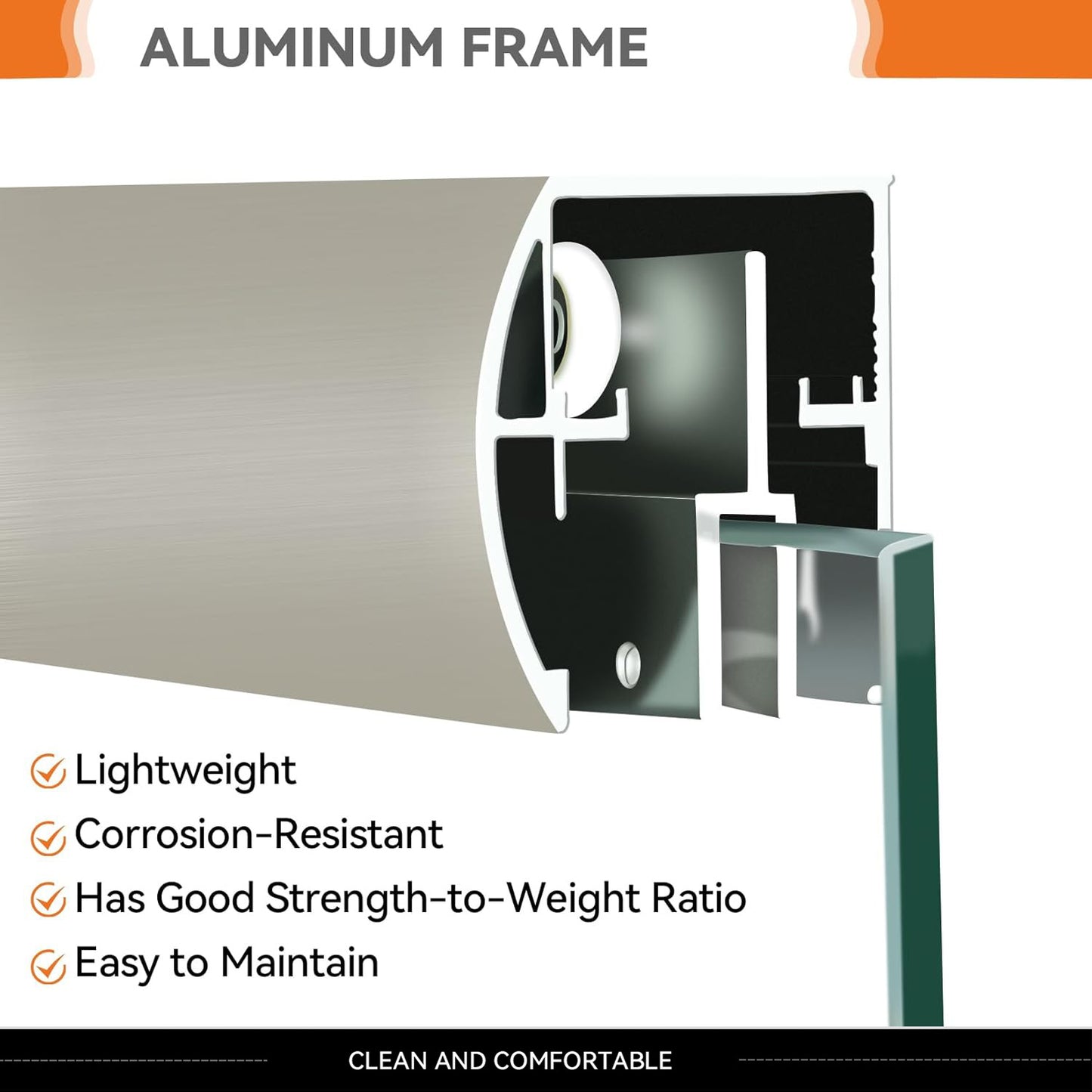 iBath Sliding Tub Door, 56–60" W, Brushed Nickel – Berlin