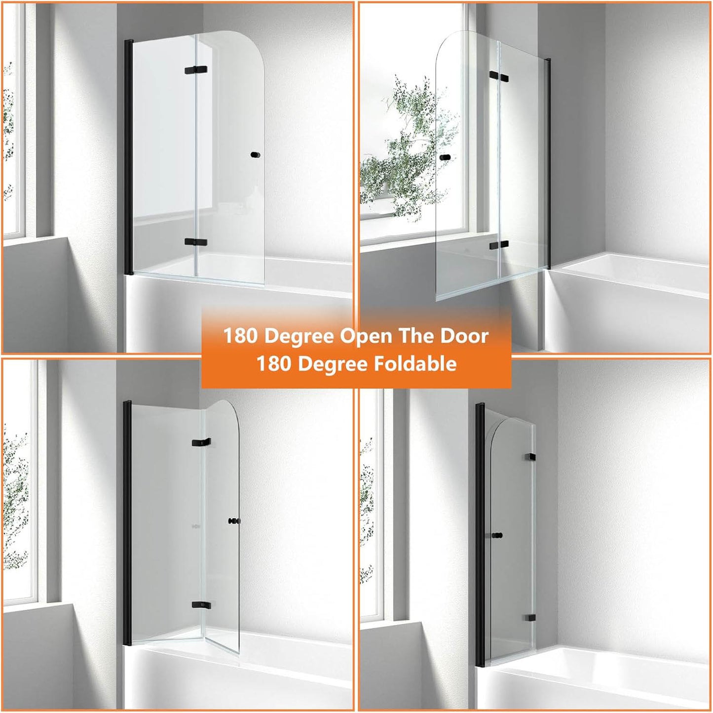 iBath 35" W x 55" H Bathtub Shower Door