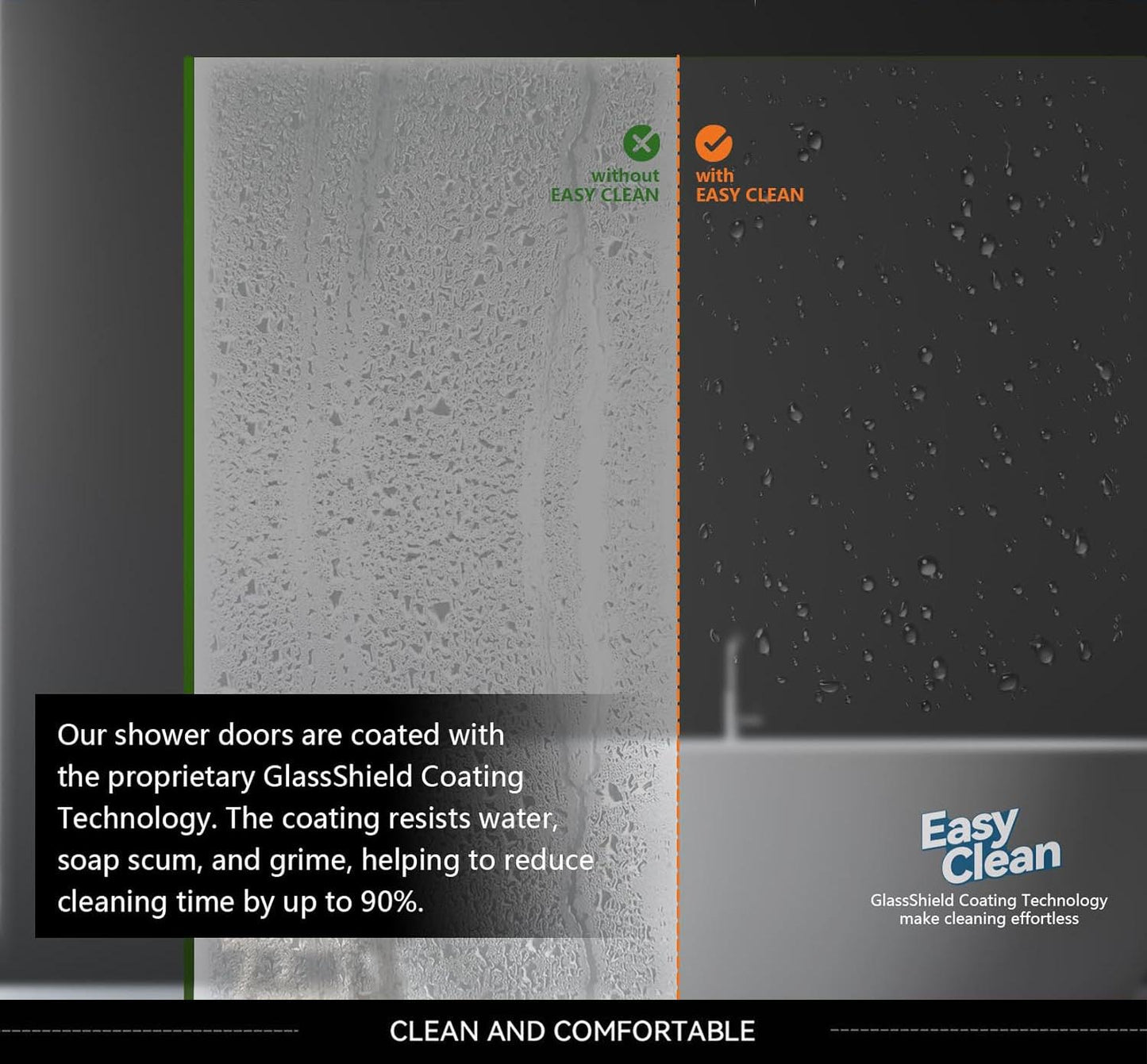 iBath 35" W x 55" H Bathtub Shower Door