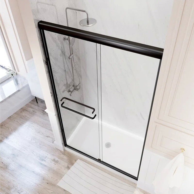 iBath Shower Glass Door 44"-48" W Adjustable x 72" H Semi-Frameless Bypass Sliding Shower Doors with 1/4" (6mm) ANSI Tempered Safety Glass. Matte Black