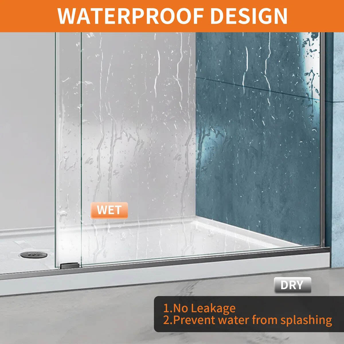 iBath Single Sliding Frameless Shower Door, 55–59" W x 75" H, Nicke