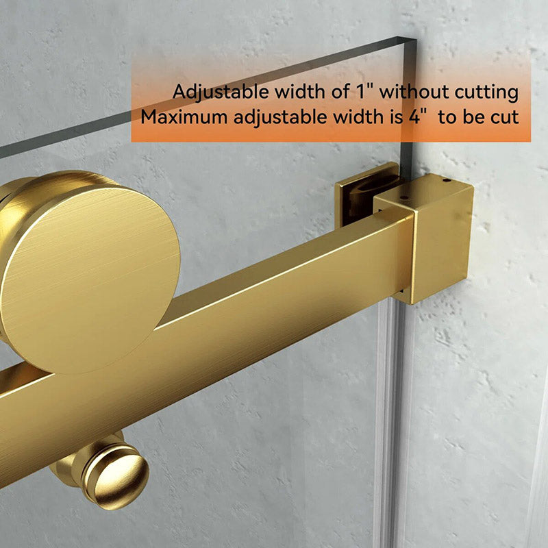iBath Single Sliding Frameless Shower Door, 55–59" W x 75" H,Brushed Gold