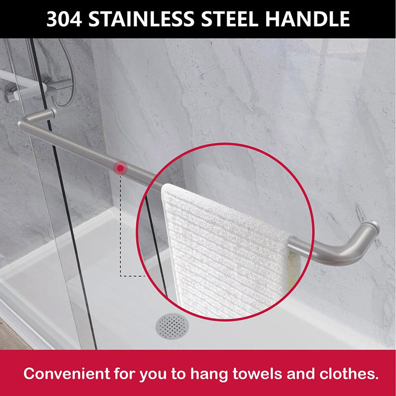 iBath Semi-Frameless Double Sliding Shower Door, 56–60" W x 72" H, Clear Glass, Brushed Nickel, Model TMDS-5972-BN