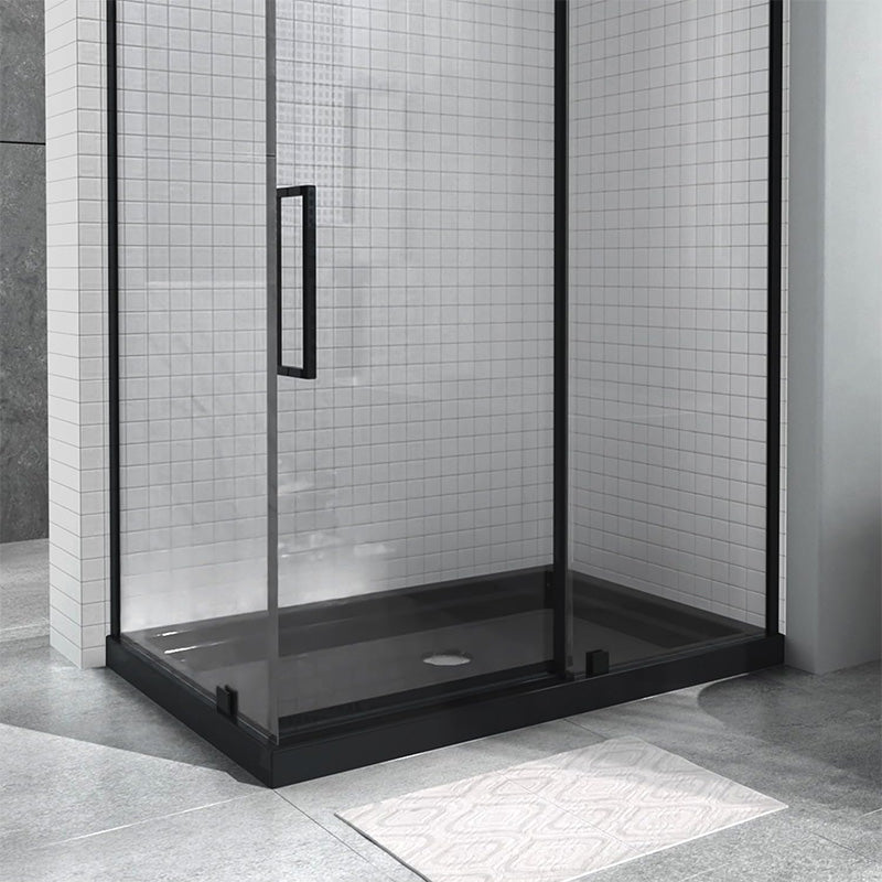 Double Threshold Shower Base, 48 in. L x 32 in. W Center Drain Shower Pan, Right Hand, Black - ibathshowers