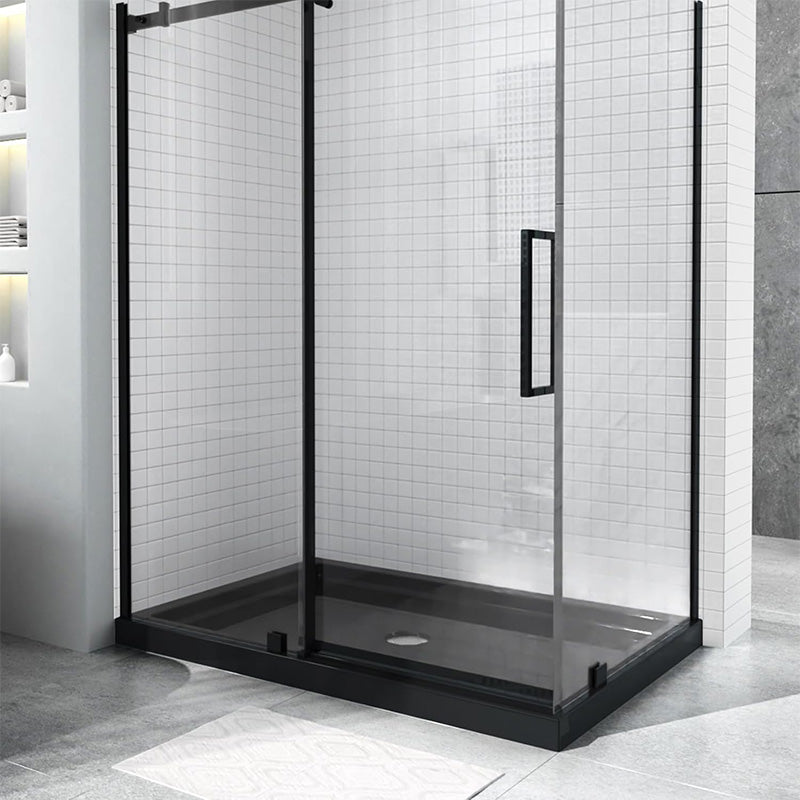 iBath 48" x 32" Black Shower Base – Double Threshold, Center Drain, Left - Side Flange, Durable Acrylic - ibathshowers