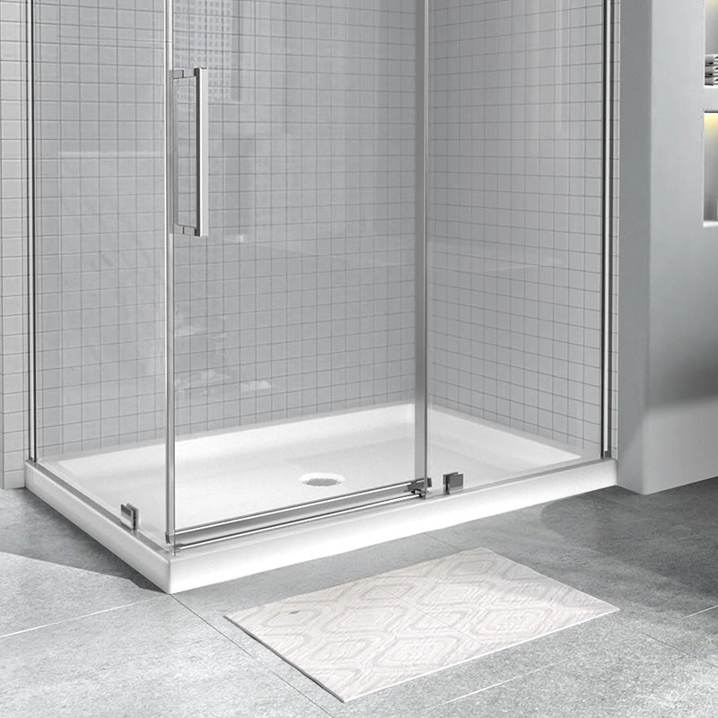 iBath 60" x 32" Shower Base – Double Threshold, Center Drain, Right - Side Flange, White AcryliciBath - ibathshowers