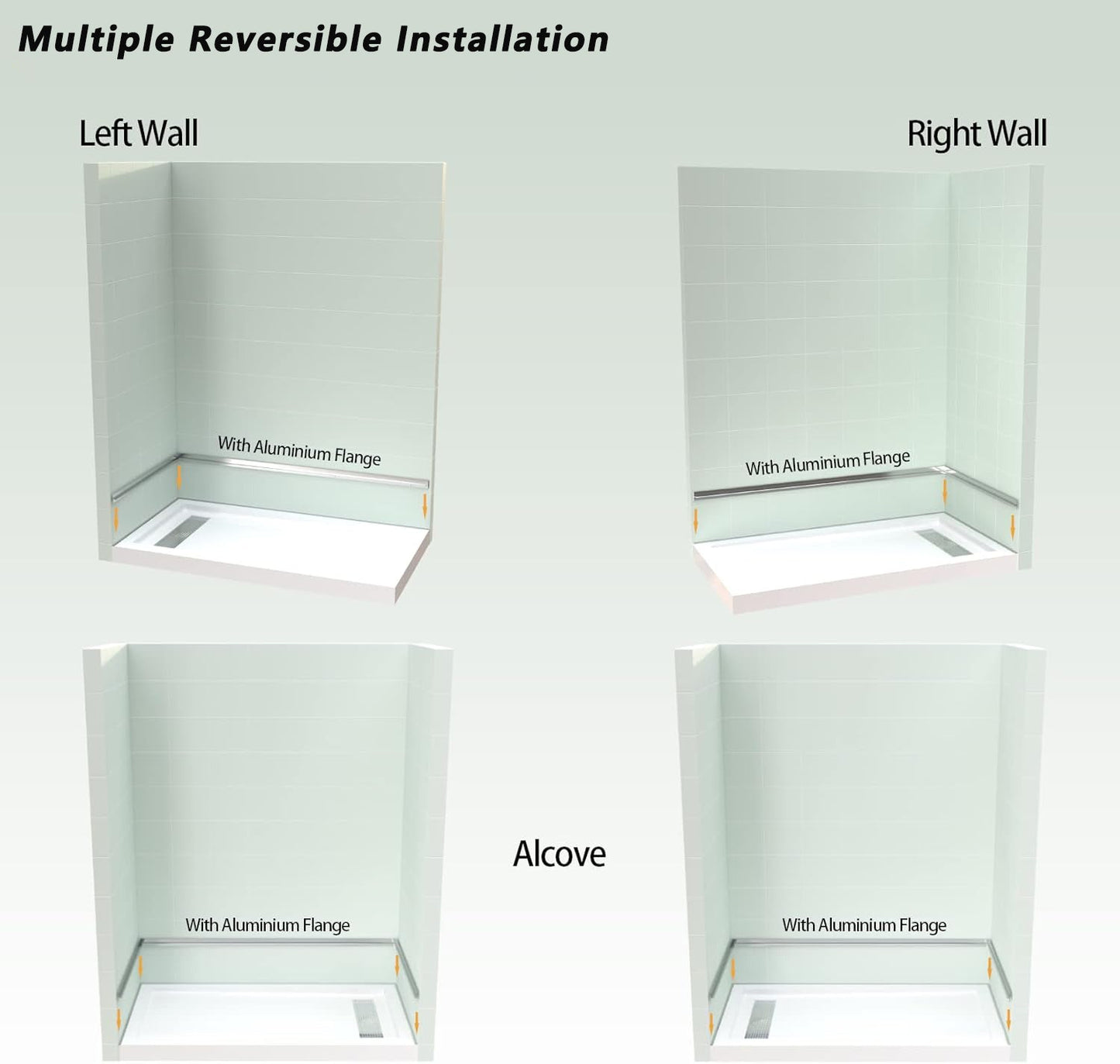 iBath 60" x 32" White Shower Base – Acrylic Pan with 304 Stainless Steel Linear Drain Cover & 3 Aluminum Flanges - ibathshowers