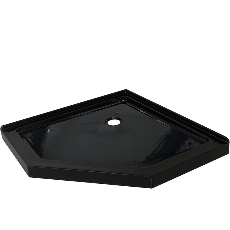 38 in. L x 38 in. W Corner Drain Shower Base, Neo Angle Shower Pan with Slip Resistant Textured Surface, Black