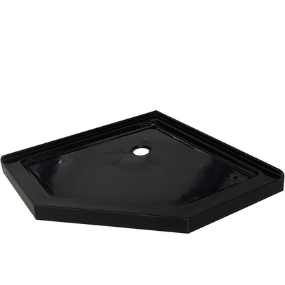 38 in. L x 38 in. W Corner Drain Shower Base, Neo Angle Shower Pan with Slip Resistant Textured Surface, Black