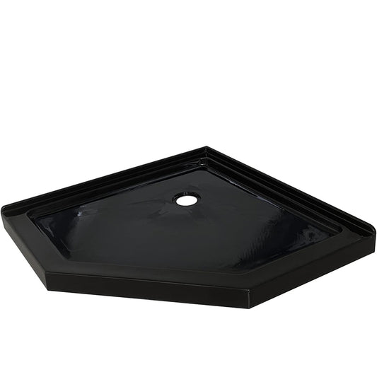 38 in. L x 38 in. W Corner Drain Shower Base, Neo Angle Shower Pan with Slip Resistant Textured Surface, Black