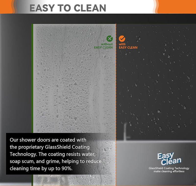 iBath Corner Shower Door 38", Reversible Pivot, Easy-Clean