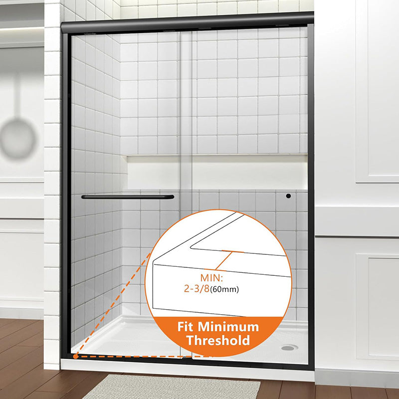 iBath Semi-Frameless Double Sliding Shower Door, 50"–54" W x 72" H,Matte Black