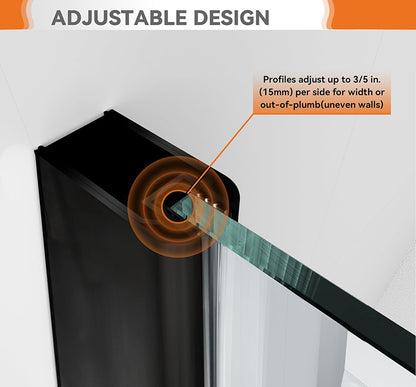 iBath Corner Shower Door 38", Reversible Pivot, Easy-Clean