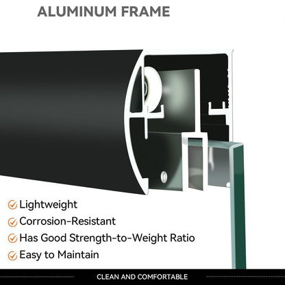 iBath Semi-Frameless Double Sliding Shower Door, 50"–54" W x 72" H,Matte Black