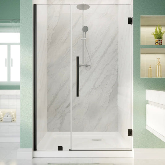 iBath 47" - 48" W x 72" H Hinged Frameless Shower Door  IBTMW4872A-MB