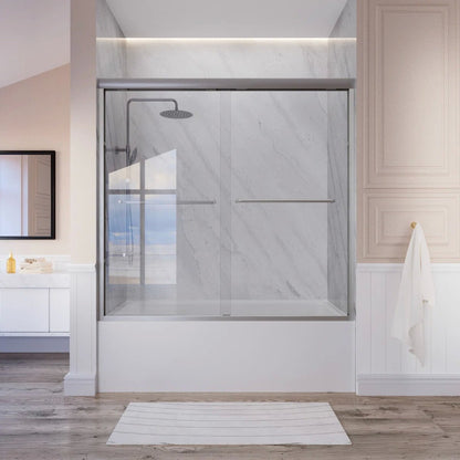 55" - 59'' W x 60'' H Semi-frameless Bypass Sliding Bathtub Doors