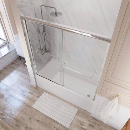 55" - 59'' W x 60'' H Double Sliding Door Semi-Frameless Tub Door With Two Towel Bars IBTMDS-5960-CH