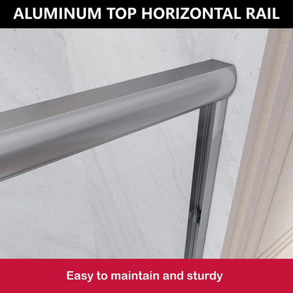 55" - 59'' W x 60'' H Double Sliding Door Semi-Frameless Tub Door With Two Towel Bars IBTMDS-5960-CH