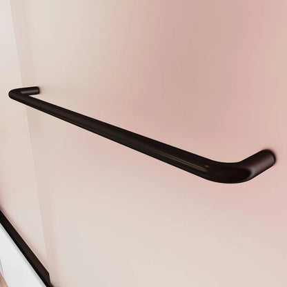 55" to 59" W x 56" H Matte Black Double Sliding Semi-Frameless Tub Door with Frosted Glass HX5956MB-F-W