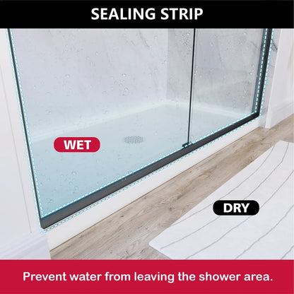 55" - 59'' W x 72'' H Double Sliding Door Semi-Frameless Shower Door With Two Towel Bars IBTMDS-5972-MB
