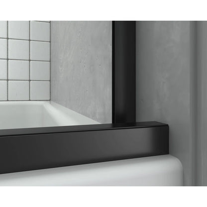 iBath Sliding Frameless Tub Door, 55"–59" W x 60" H, 5/16" Tempered Glass, Matte Black, TE-1-5960-MB-40-W