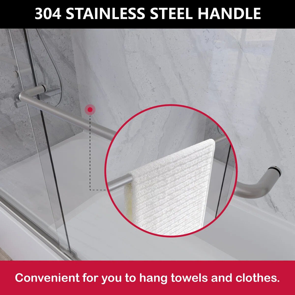 55" - 59'' W x 60'' H Semi-frameless Bypass Sliding Bathtub Doors