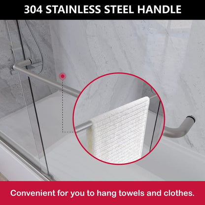 55" - 59'' W x 60'' H Semi-frameless Bypass Sliding Bathtub Doors