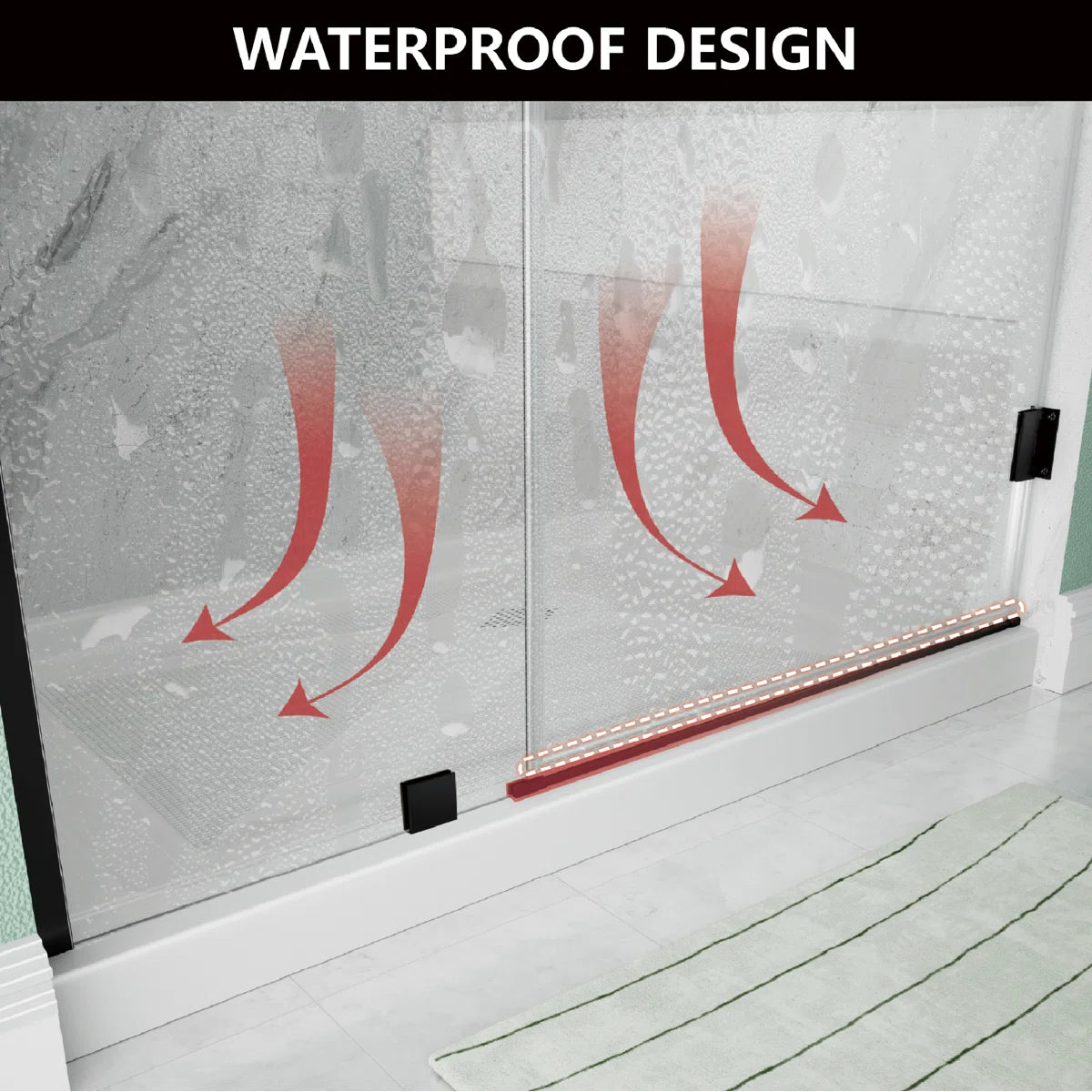 iBath 47" - 48" W x 72" H Hinged Frameless Shower Door  IBTMW4872A-MB