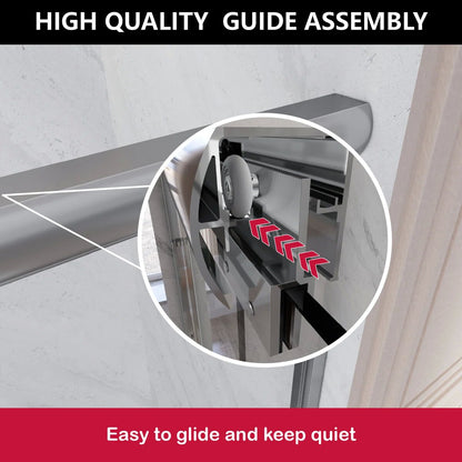 55" - 59'' W x 60'' H Double Sliding Door Semi-Frameless Tub Door With Two Towel Bars IBTMDS-5960-CH