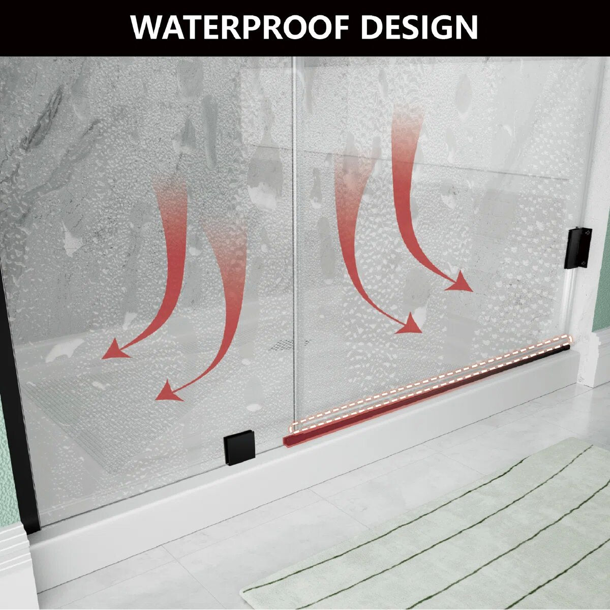 iBath 47" - 48" W x 72" H Hinged Frameless Shower Door  IBTMW4872A-MB